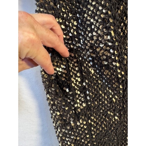 EXPRESS Black‎ Gold Sparkle Sequin Boyfriend Lined Cardigan Sweater Jacket XS - Picture 11 of 12